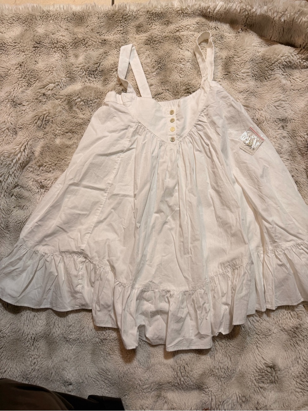 Free People Cream Ruffled Mini Dress